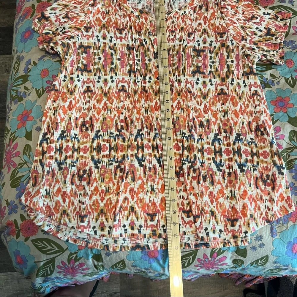 Rose & Olive rust green multi print  Flutter Sleeve plus 1x tunic top loose fit - Picture 7 of 9